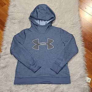 Under Armour cold gear womens blue logo hooded sweatshirt size small‎